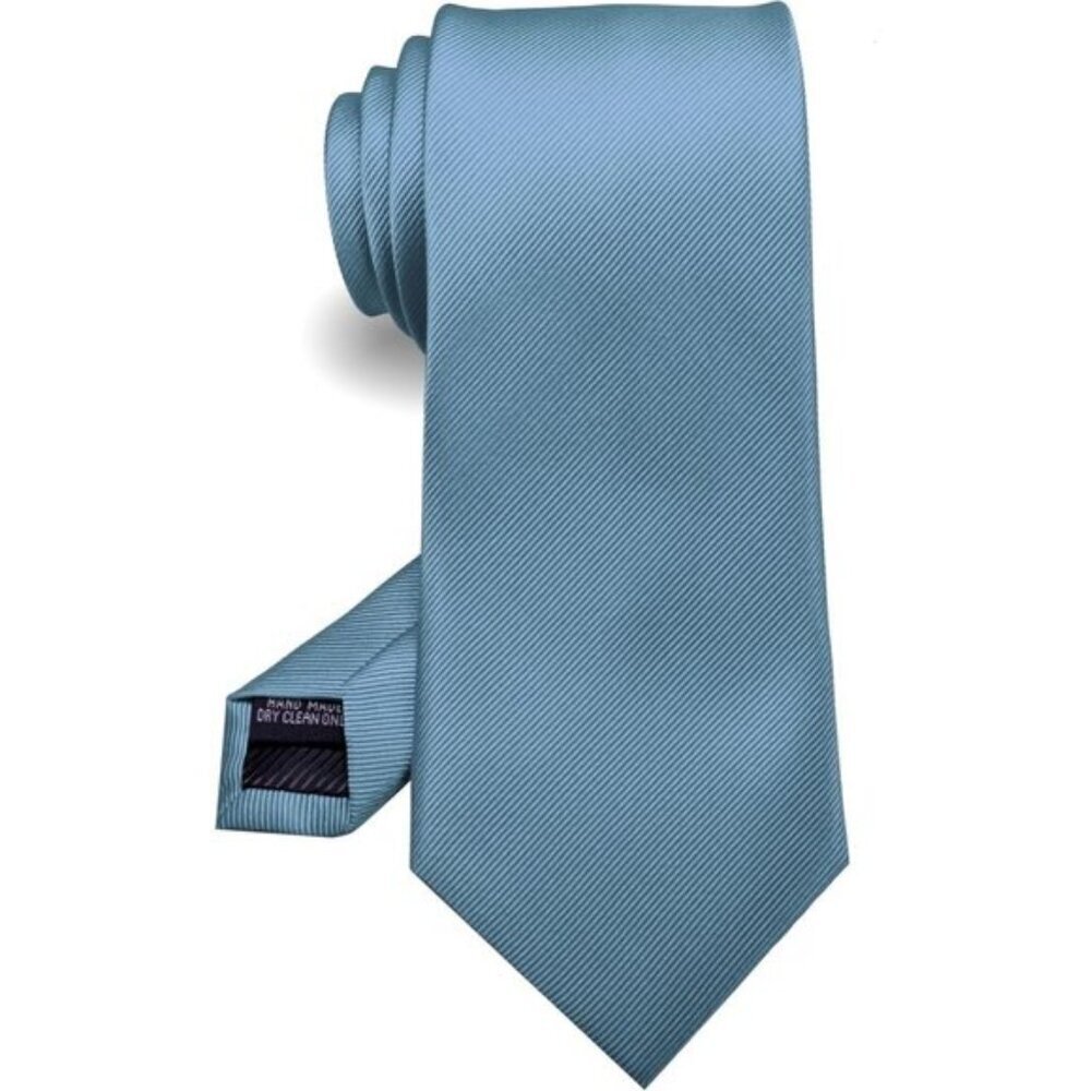 ⚡Men Dusty Blue Imported Silk Blend Solid Formal Stylish Affordable Neck Tie